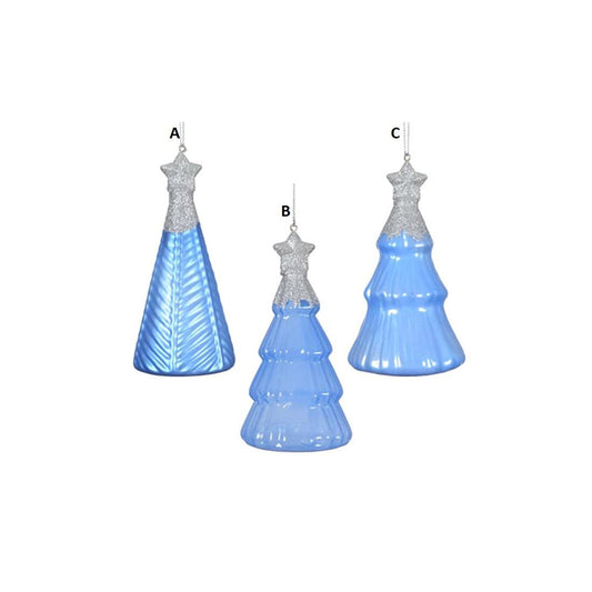 Glass Blue Silver Tree Ornament