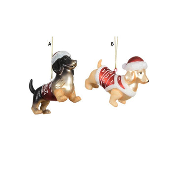 Glass Sweater Hat Dog Ornament