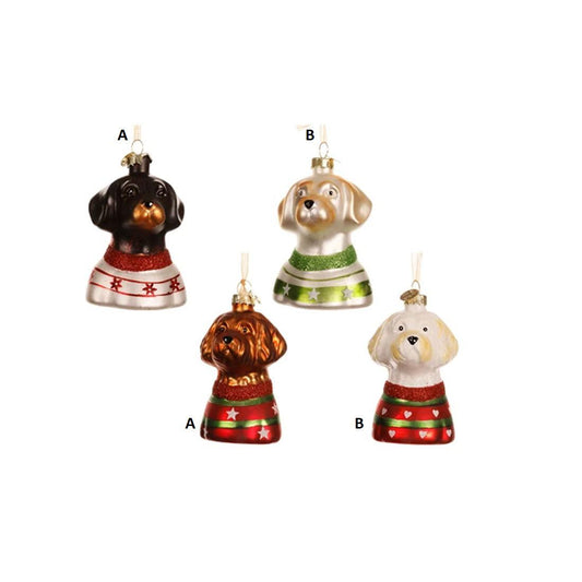 Glass Dog Head Sweater Ornament