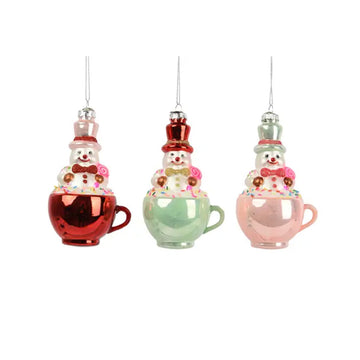 Snowman In Teacup Ornament