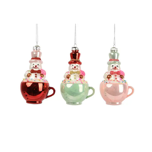 Snowman In Teacup Ornament