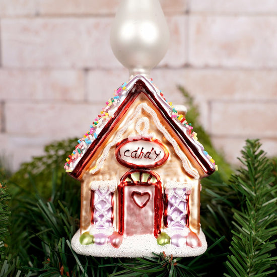 Glass Gingerbread House Tree Topper - Christmas Place