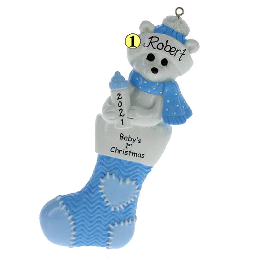 Polar Bear Baby Boy Stocking