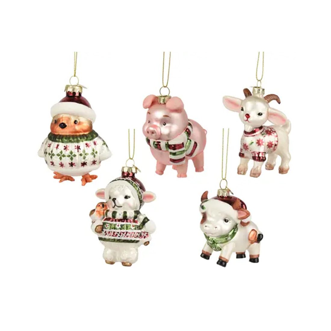 Farm Animal With Sweater Or Scarf Ornament - Christmas Place