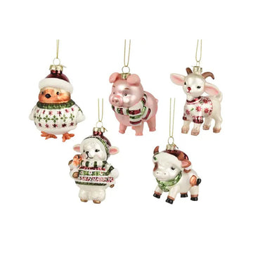 Farm Animal With Sweater Or Scarf Ornament - Christmas Place