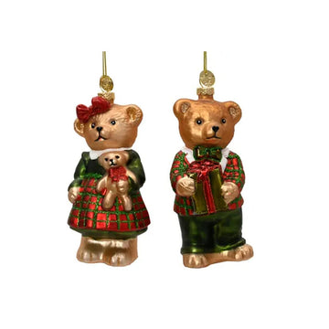 Glass Teddy Bear Ornament - Christmas Place
