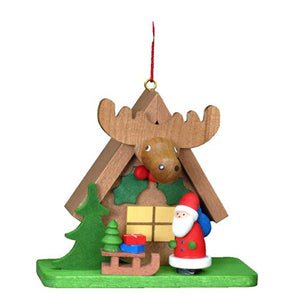 Santa with Elk House Ornament - Christmas Place