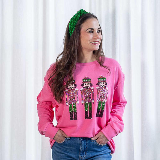 Pink Nutcracker March Sequin Sweatshirt 2X