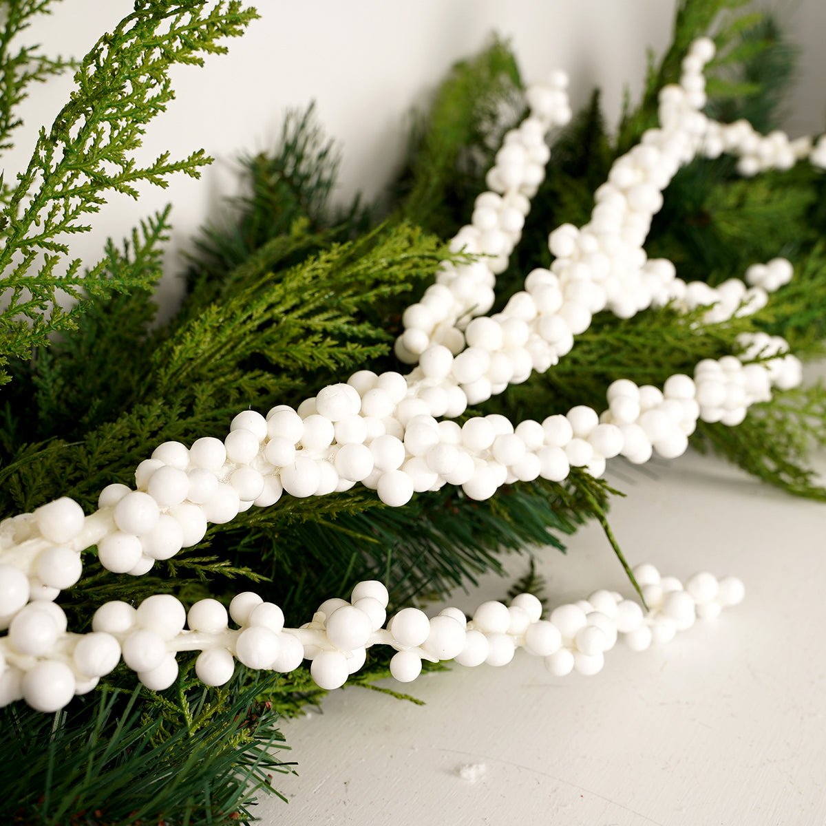 50 Inch White Ilex Berry Spray - Christmas Place