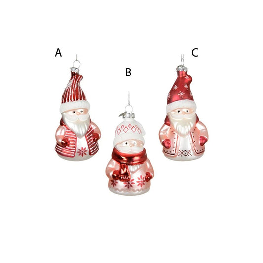 Glass Red White Santa Gnome Ornament