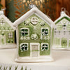 Glass Green White House Ornament - Christmas Place