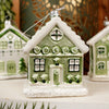 Glass Green White House Ornament - Christmas Place