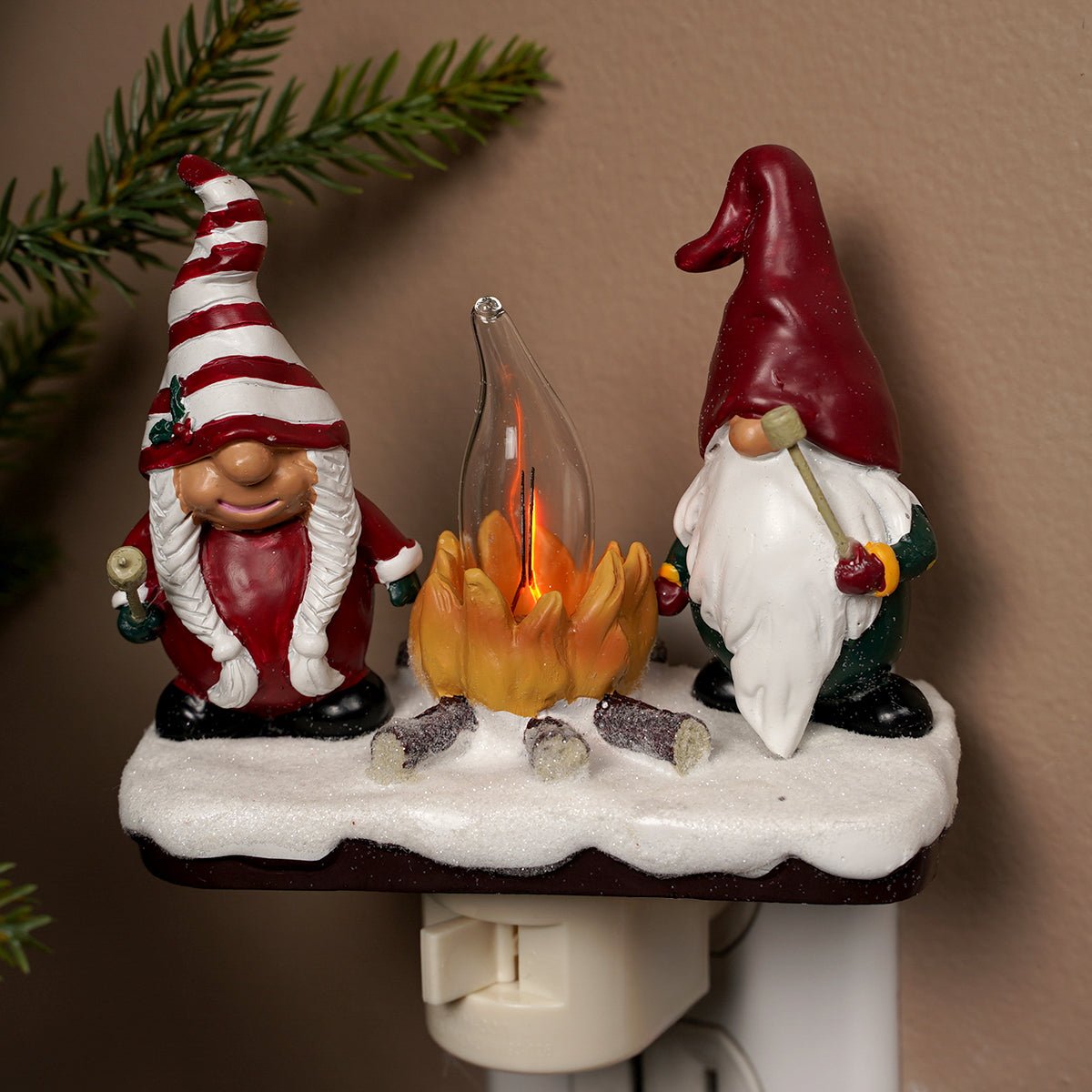 Gnomes By Campfire Nightlight - Christmas Place