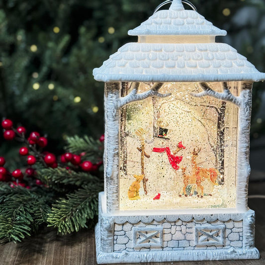 10in LED Snowy Lantern
