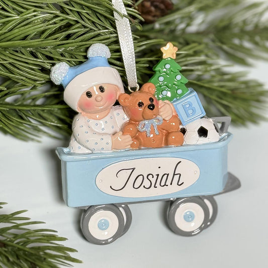 Baby Boy Wagon Ornament