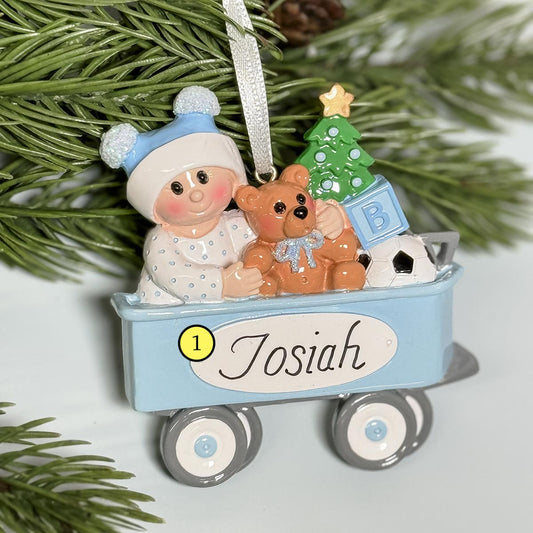 Baby Boy Wagon Ornament