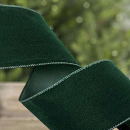 Dark Green Velvet Ribbon 2.5in x 10yd