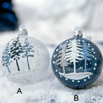 Glass Ball Ornament With Pine Trees - Christmas Place