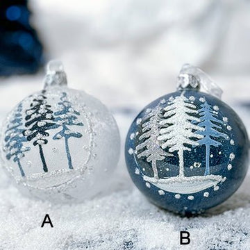 Glass Ball Ornament With Pine Trees - Christmas Place