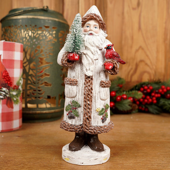 Birch Santa With Tree And Cardinal - Christmas Place