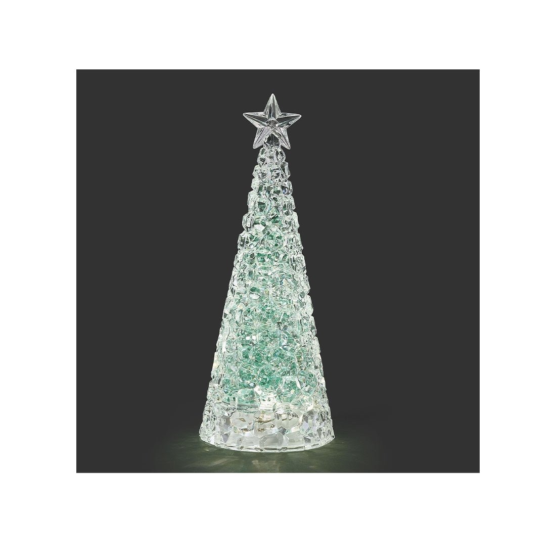Lighted Swirl Tree With Silver And Green Glitter - Christmas Place