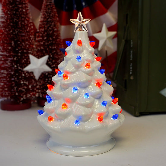 Patriotic Lighted Red White Blue Tree - Christmas Place