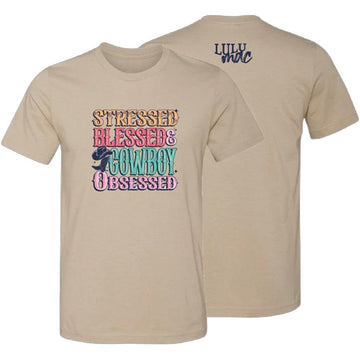 Short Sleeve Cowboy Obsessed Heather Oatmeal LG
