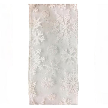 White Sheer Snowflake Ribbon