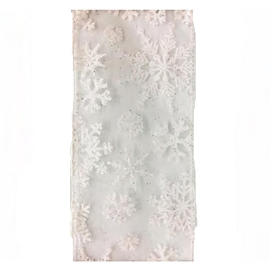 White Sheer Snowflake Ribbon