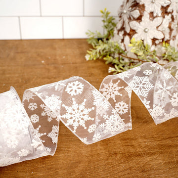 White Sheer Snowflake Ribbon - Christmas Place