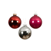 Glass Red Hot Pink Silver Ball Ornament Set of 16 - Christmas Place