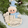 Baby First Christmas Blue Snowman Ornament