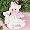 Baby First Christmas Pink Snowman Ornament