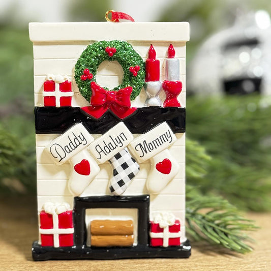 Fireplace With Stockings Family of 3