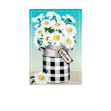 Milk Can Daisy Garden Flag