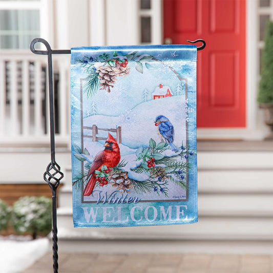 Snow Country Birds Garden Flag