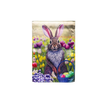 Bunny In Tulip Field Garden Flag