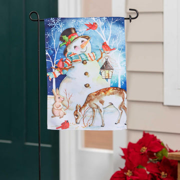 Sweet Snowman Friends Garden Flag