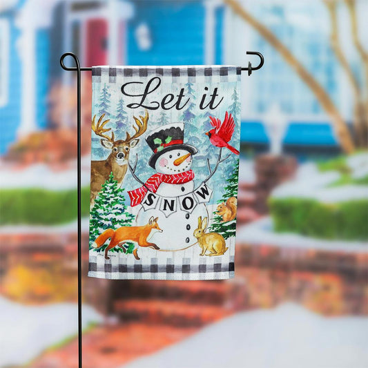 Let It Snow Snowman And Friends Garden Flag