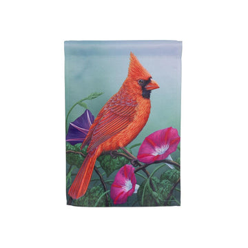 Cardinal On Morning Glory Garden Flag