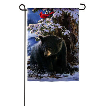 Black Bear Cardinal Garden Flag