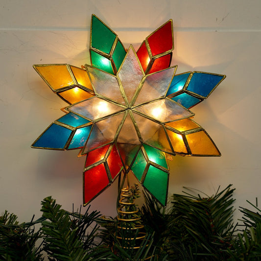 10-Light Multi-Color Capiz Star Tree Topper - Christmas Place