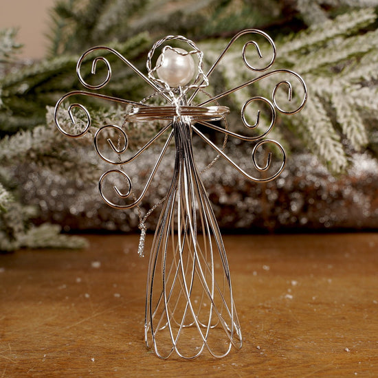 Silver Wire Angel Ornament - Christmas Place