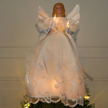 Gold and Ivory Angel Tree Topper - Christmas Place