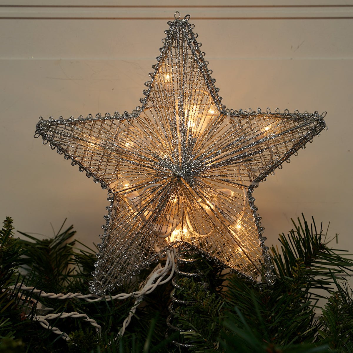 Silver Star Lighted Tree Topper - Christmas Place