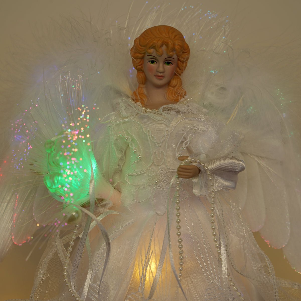 Silver Swirl Fiber Optic Angel - Christmas Place