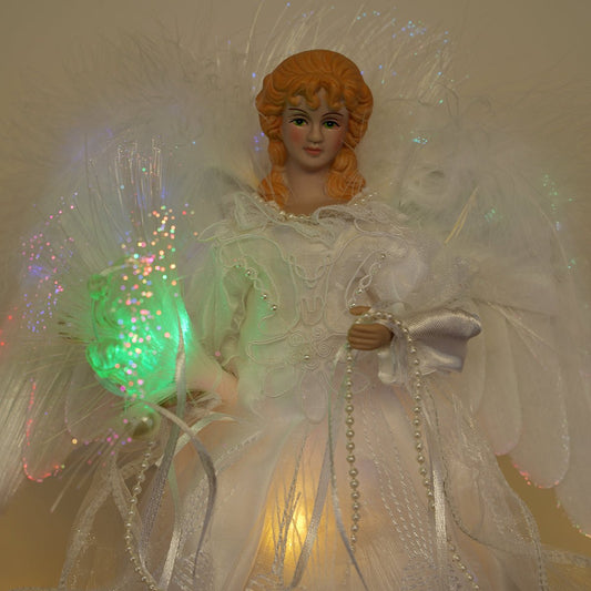 Silver Swirl Fiber Optic Angel - Christmas Place
