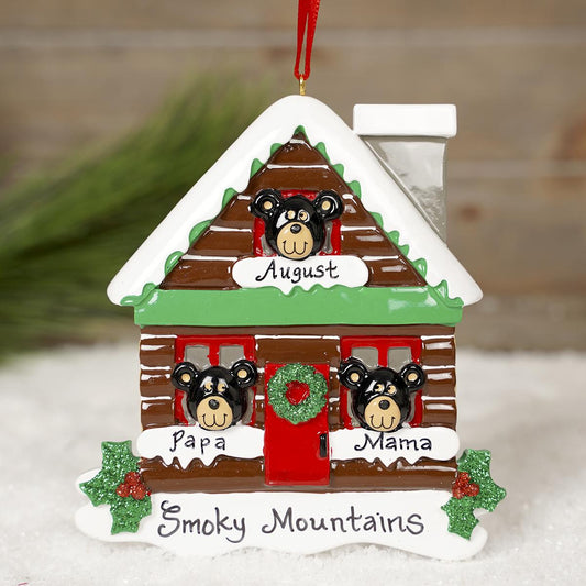 Log Cabin Bear Family 3 - Christmas Place