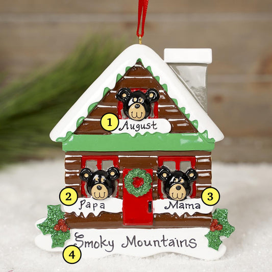 Log Cabin Bear Family 3 - Christmas Place