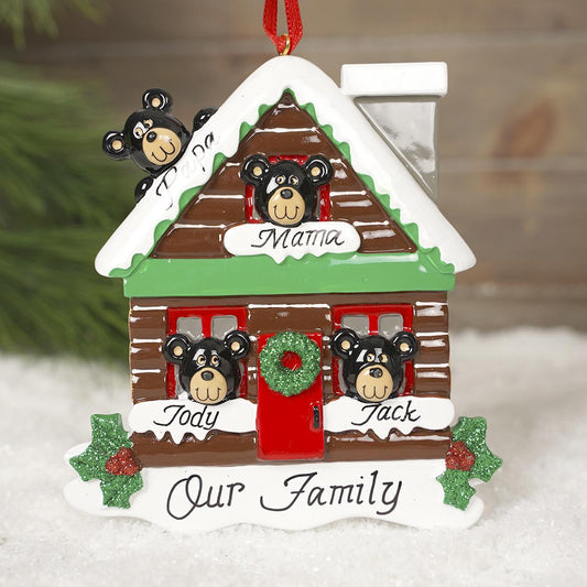 Log Cabin Bear Family 4 - Christmas Place